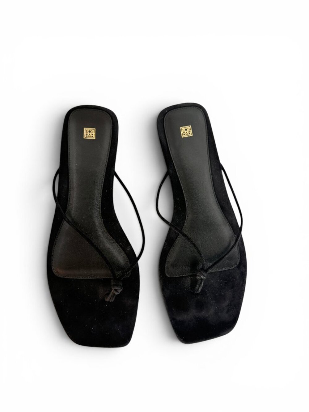Toteme The Knot Suede Thong Sandal Black